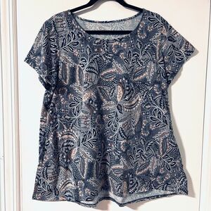 J. Jill L print scoop neck elliptical tee Pima cotton